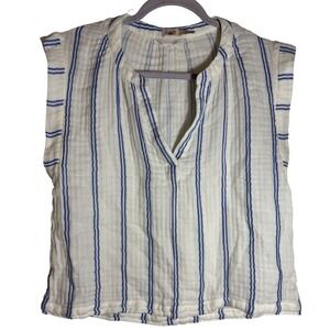 Faherty Dream Cotton Gauze Dylan Top in Back Bay‎ Stripe size Medium